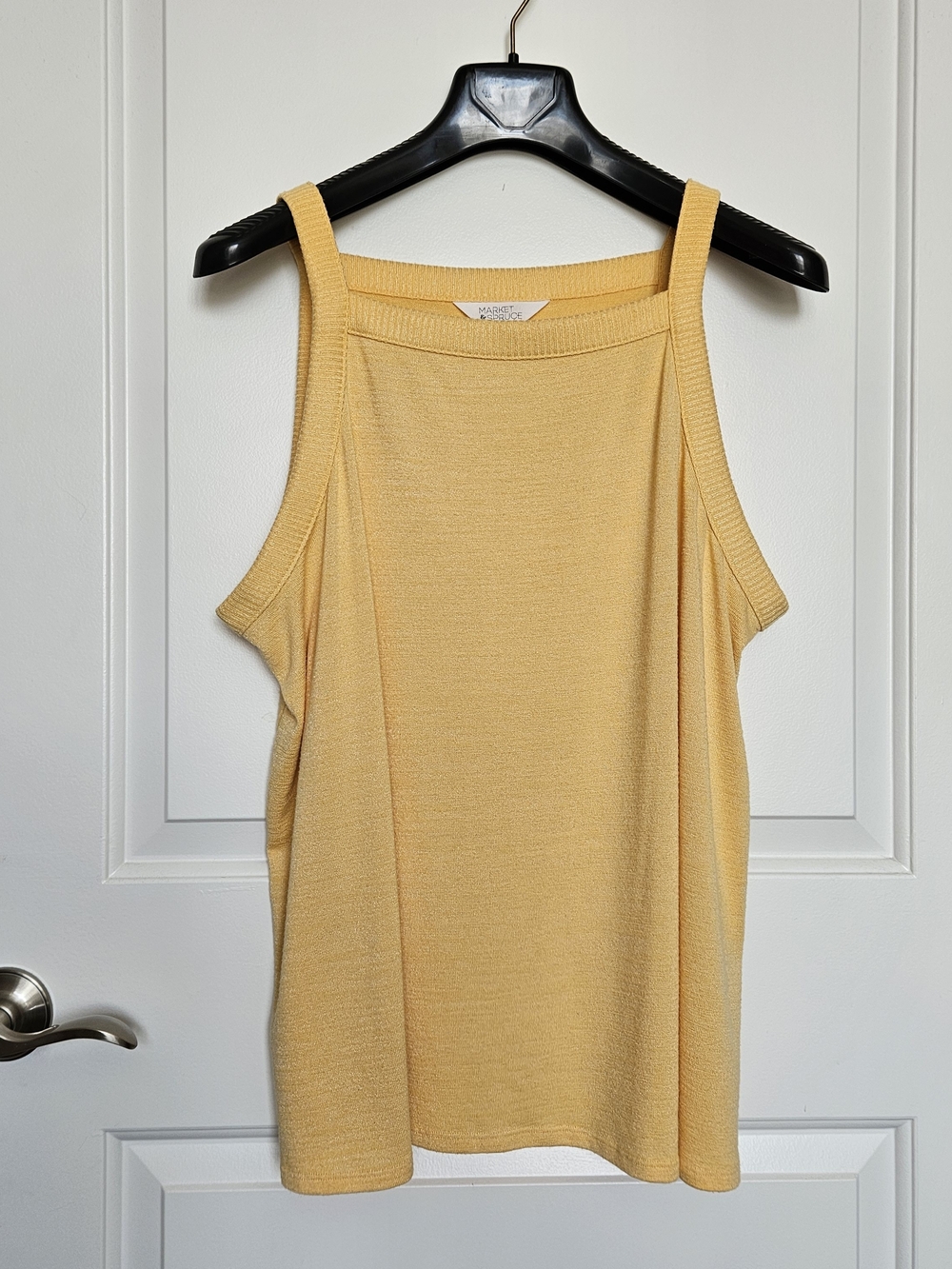 Market & Spruce Women's Plus Size 2X Soft Butter Yellow Knit Tank Top